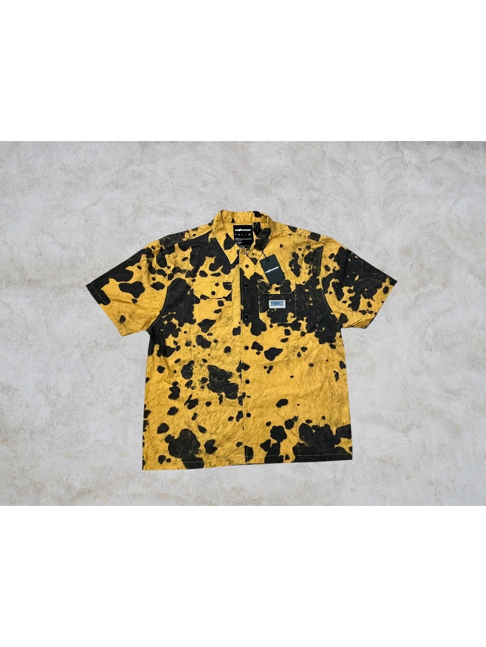 The Hundreds Animal SS Woven XL NWT Mustard Black All Over